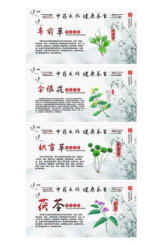 简约中医中药药材宣传系列海报