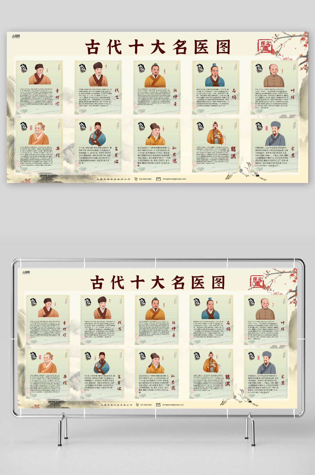 好看十大中华名医中医人物介绍展板素材