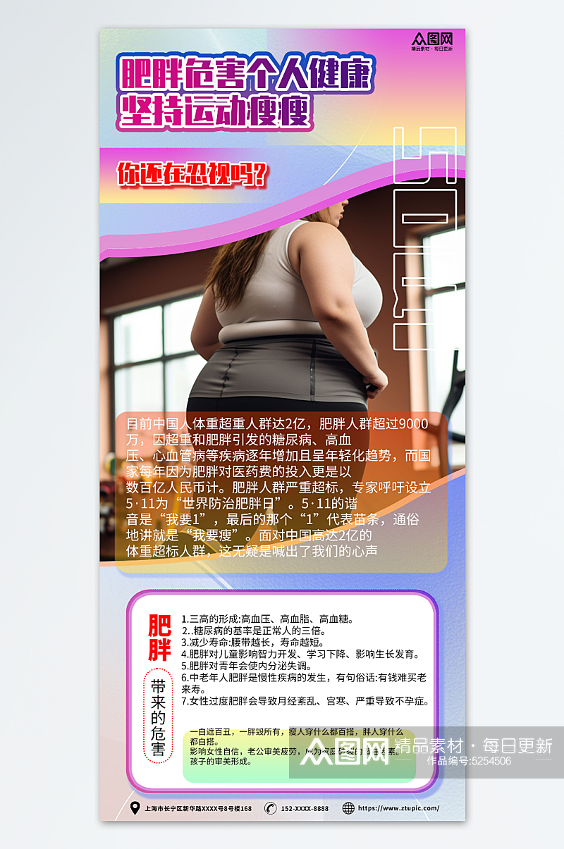 肥胖危害科普宣传海报素材