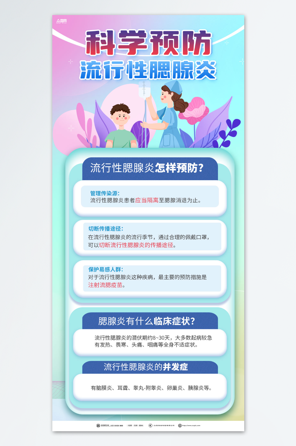 简约腮腺炎科普预防知识海报素材