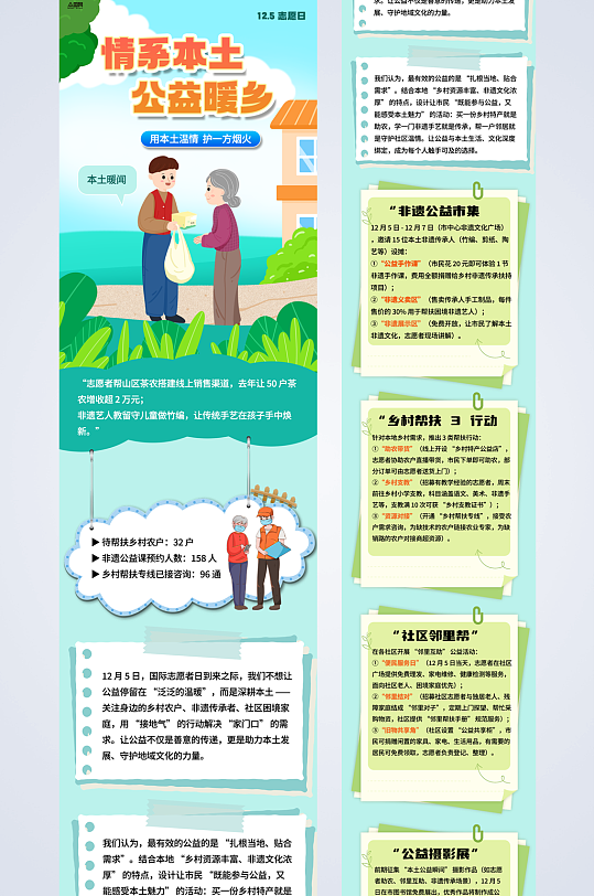 好看国际志愿者日献爱心慈善活动长图海报-众图网