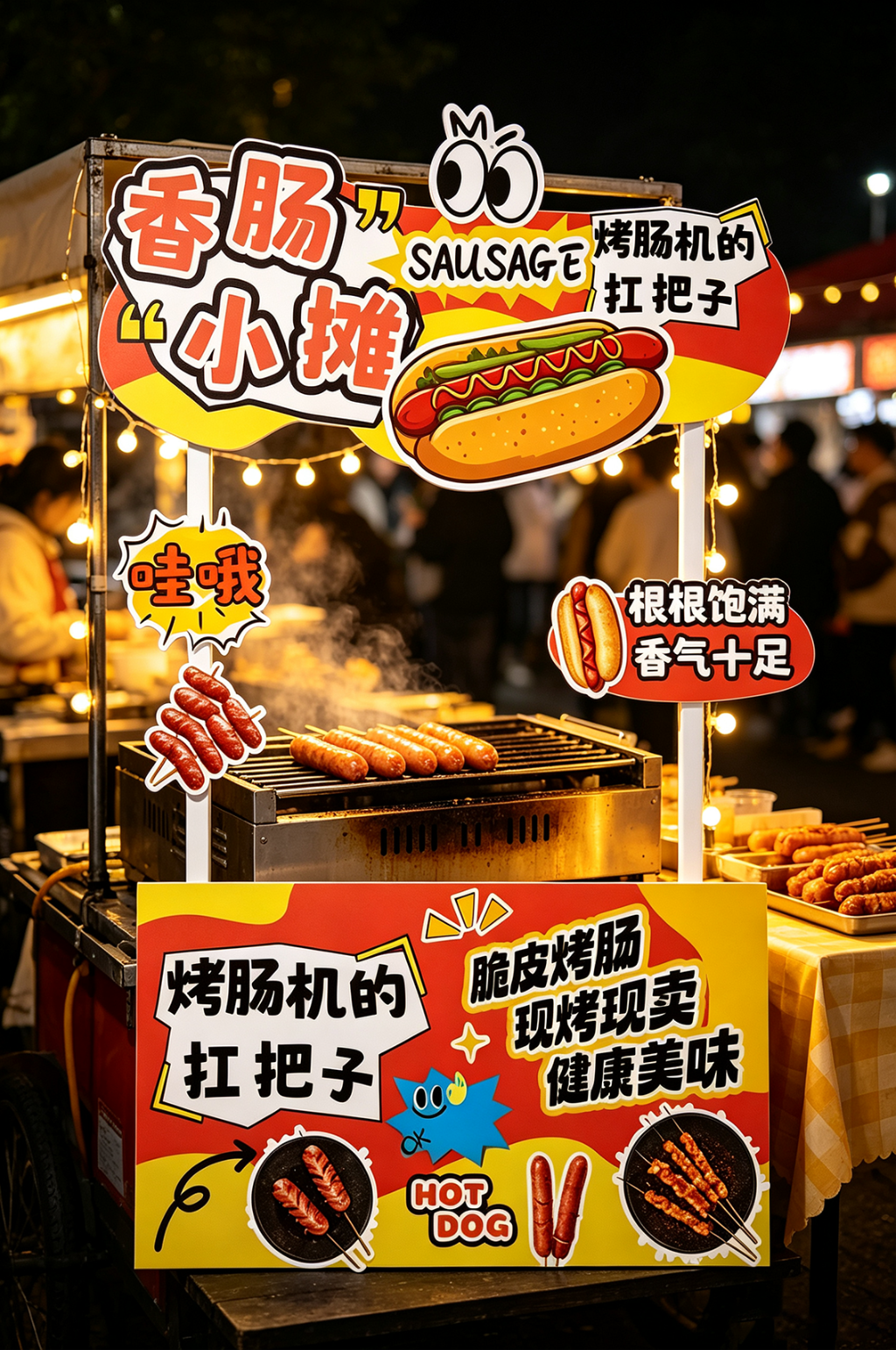 烤肠香肠热狗摊位设计摆摊美陈素材