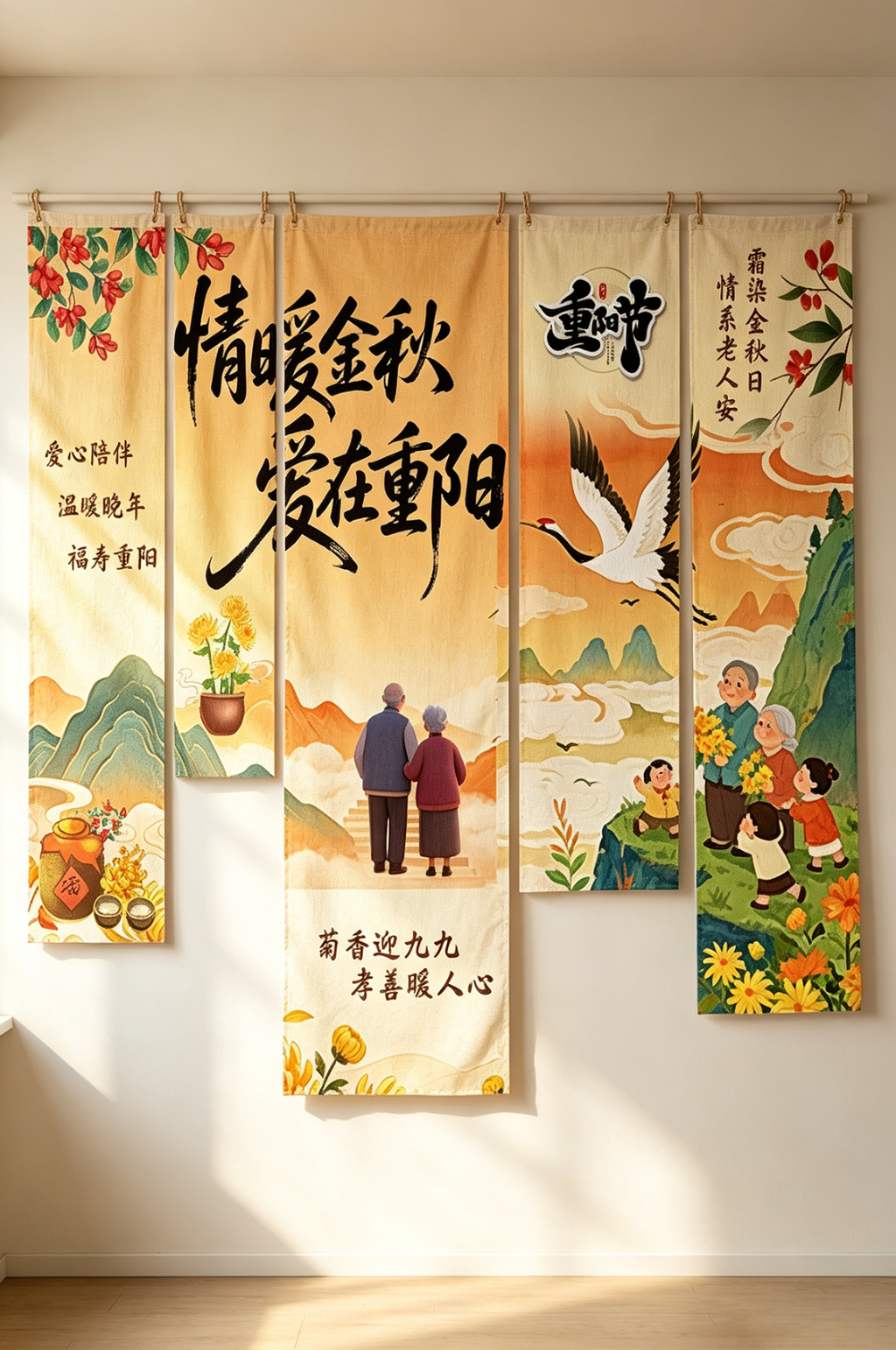 好看重阳节敬老院活动条幅挂布美陈素材