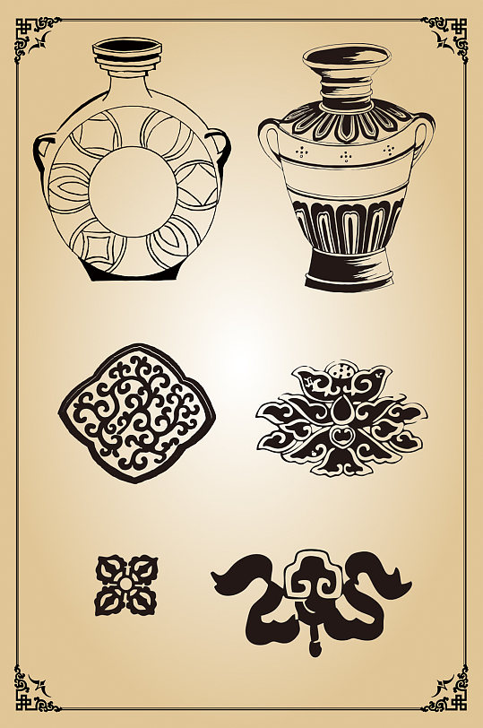 矢量藏式吉祥花纹