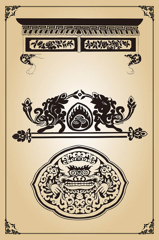 矢量花纹边框素材