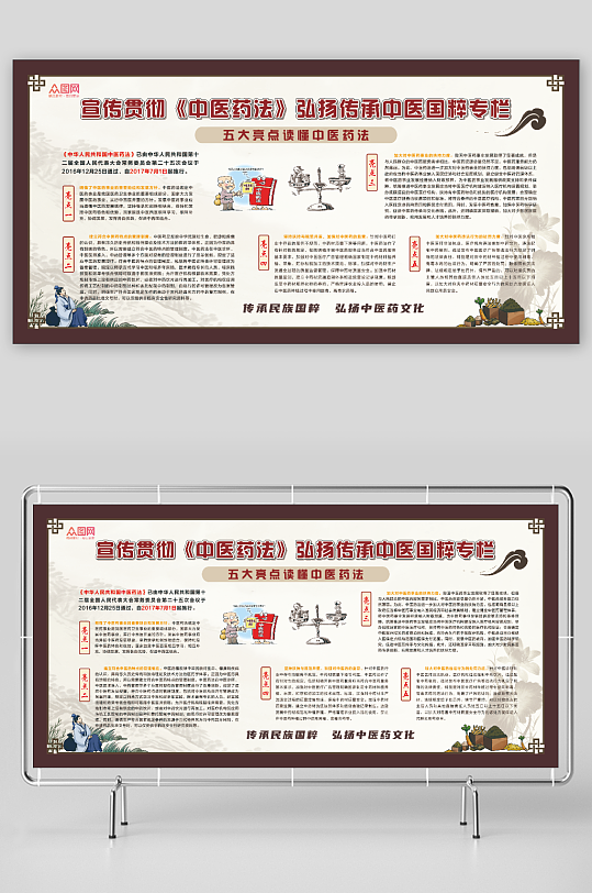 古风中华人民共和国中医药法宣传展板