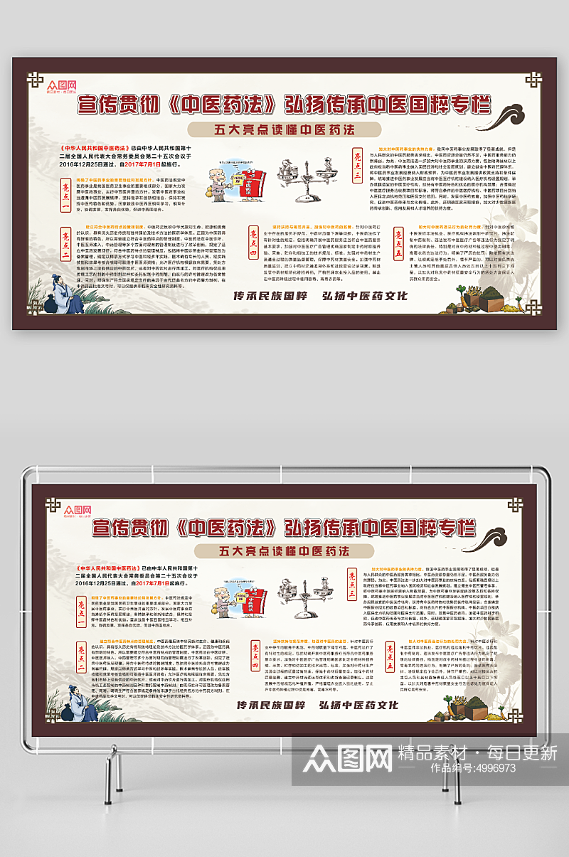 古风中华人民共和国中医药法宣传展板素材