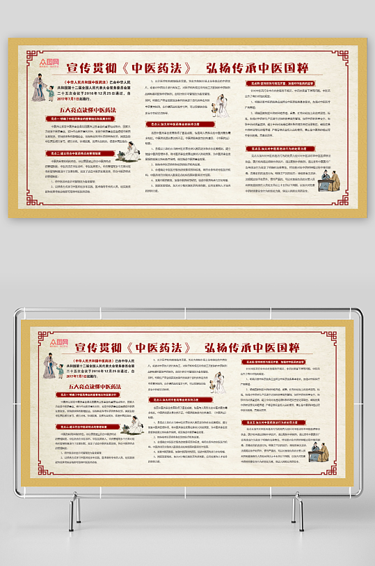 简约中华人民共和国中医药法宣传展板
