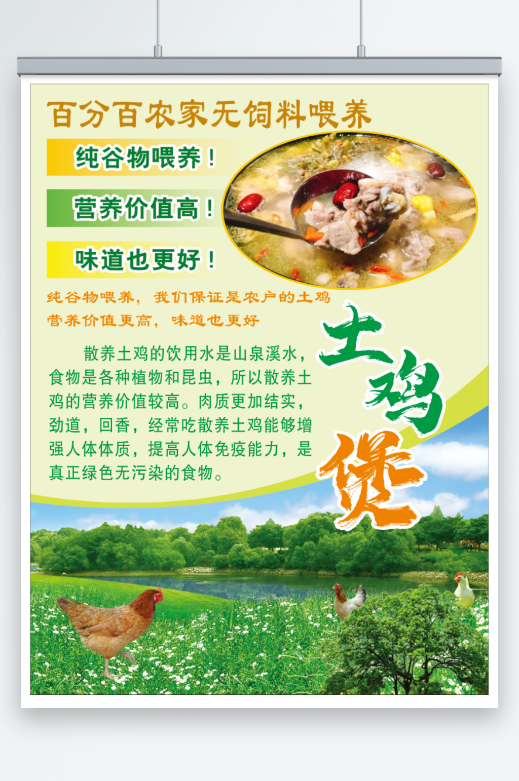 农家土鸡煲海报简介素材