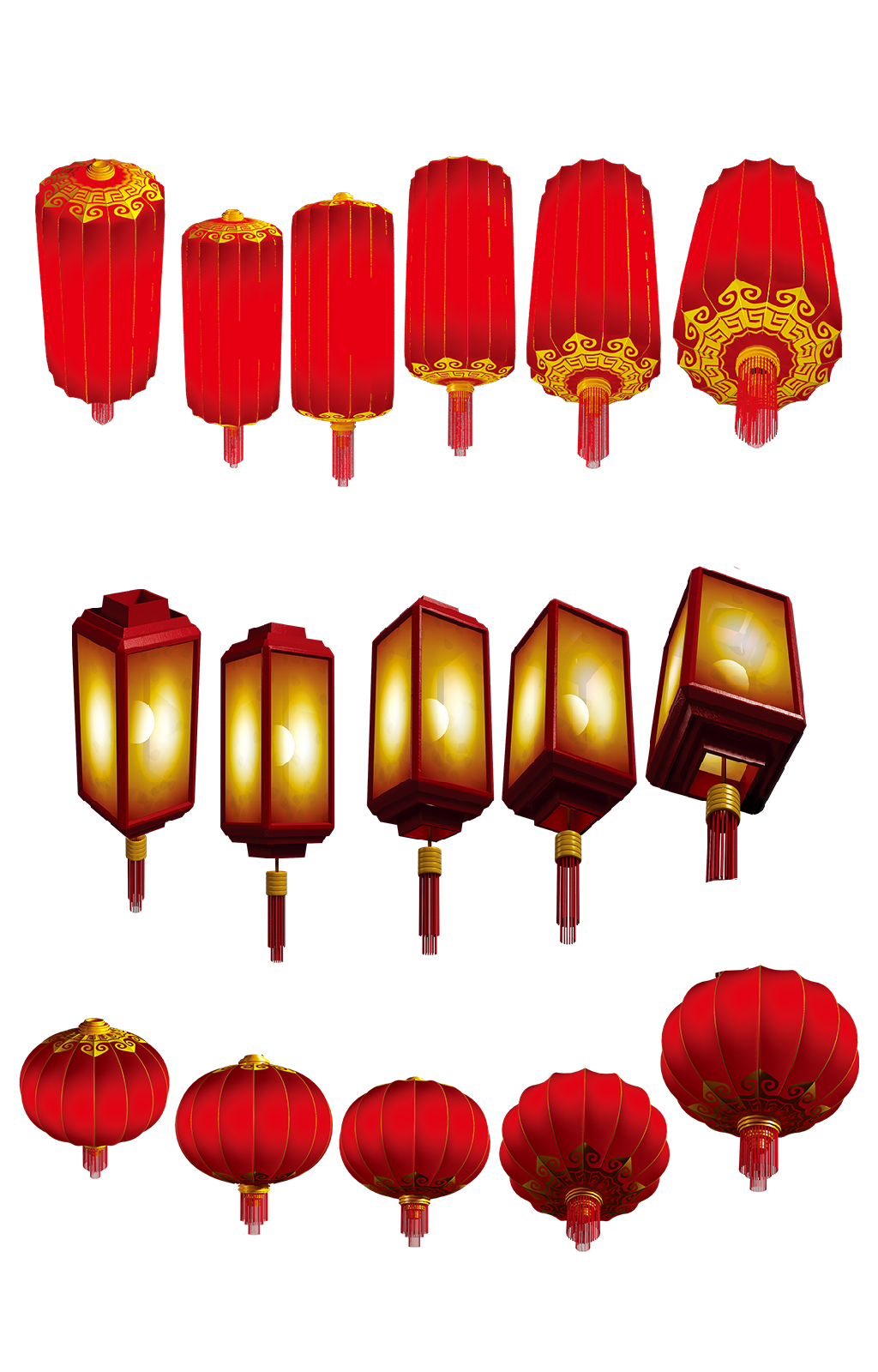 中国风新年团圆红火灯笼素材
