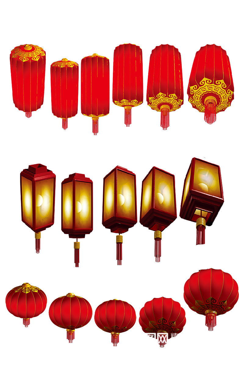 中国风新年团圆红火灯笼素材