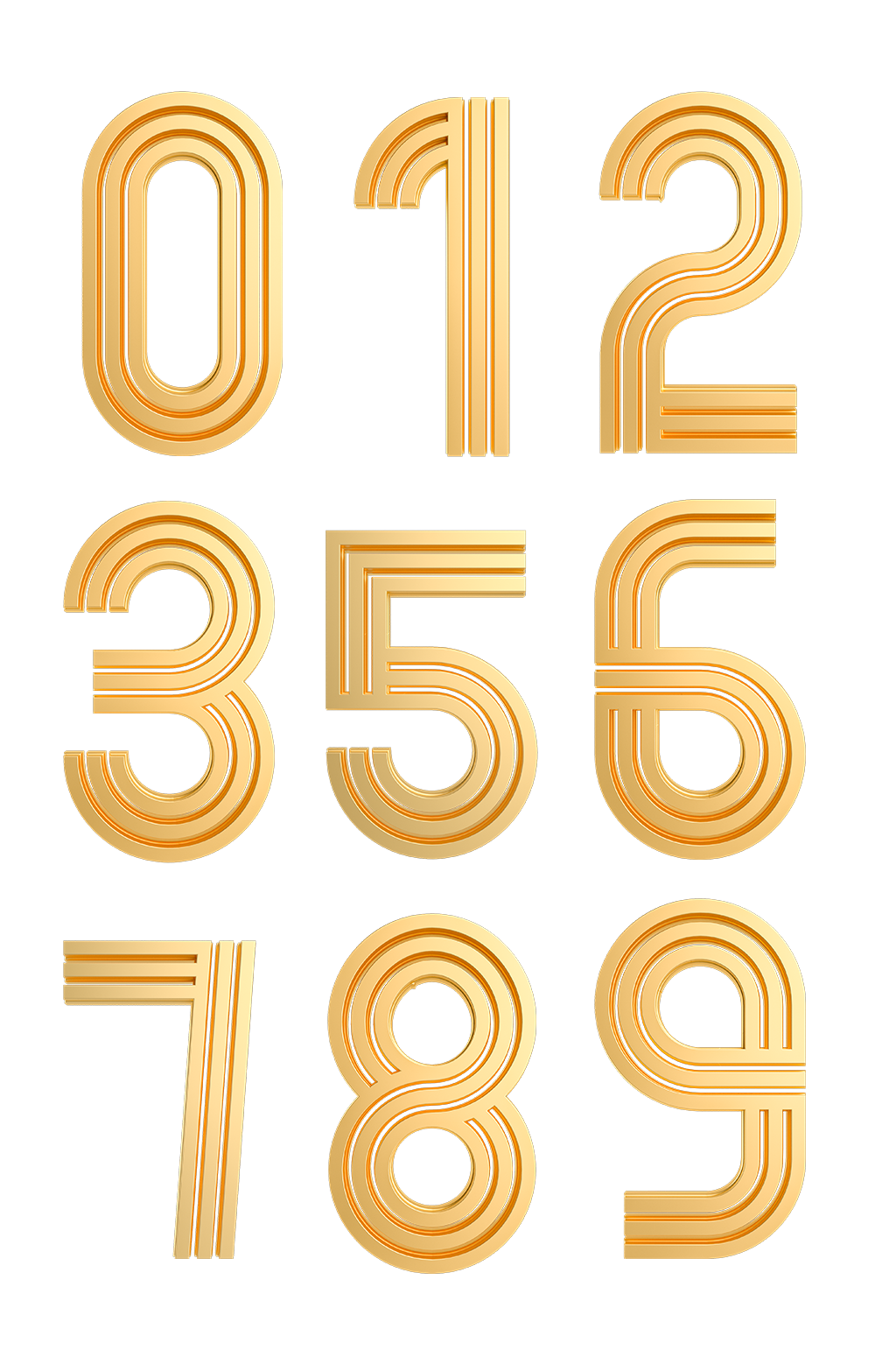金色倒计时数字合辑素材