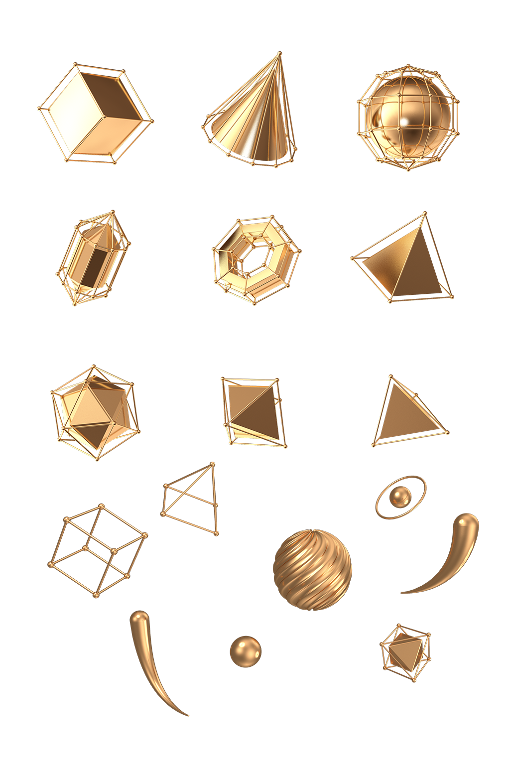 立体金色c4d金属素材