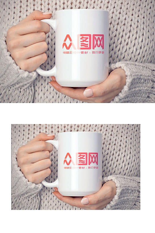 马克杯陶瓷杯子logo贴纸设计模板展示样机