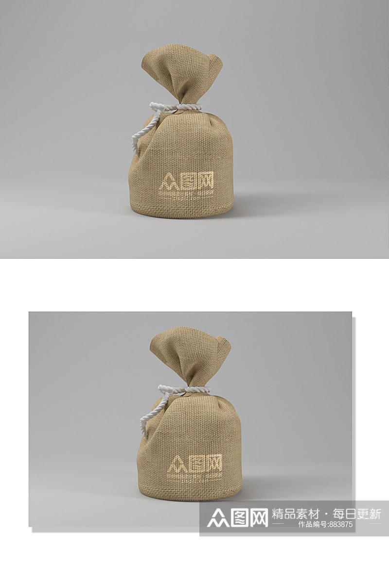 个性化布袋传统茶叶香料贴图标志包装样机素材