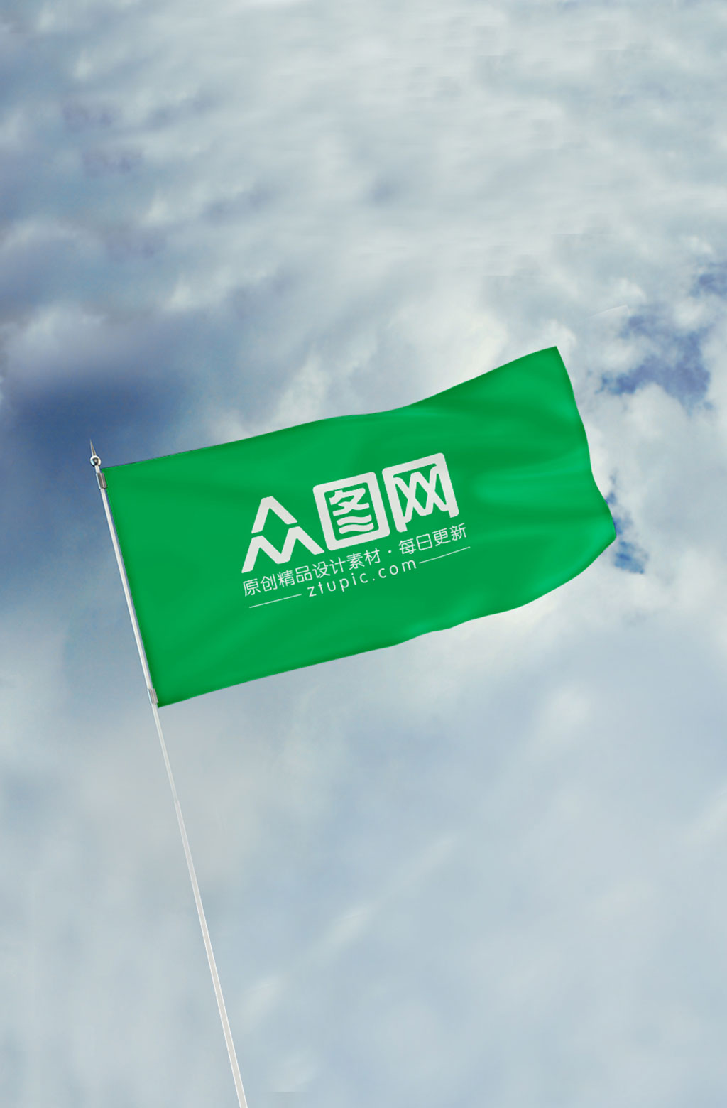 原创场景随风飘扬旗帜logo旗样机素材