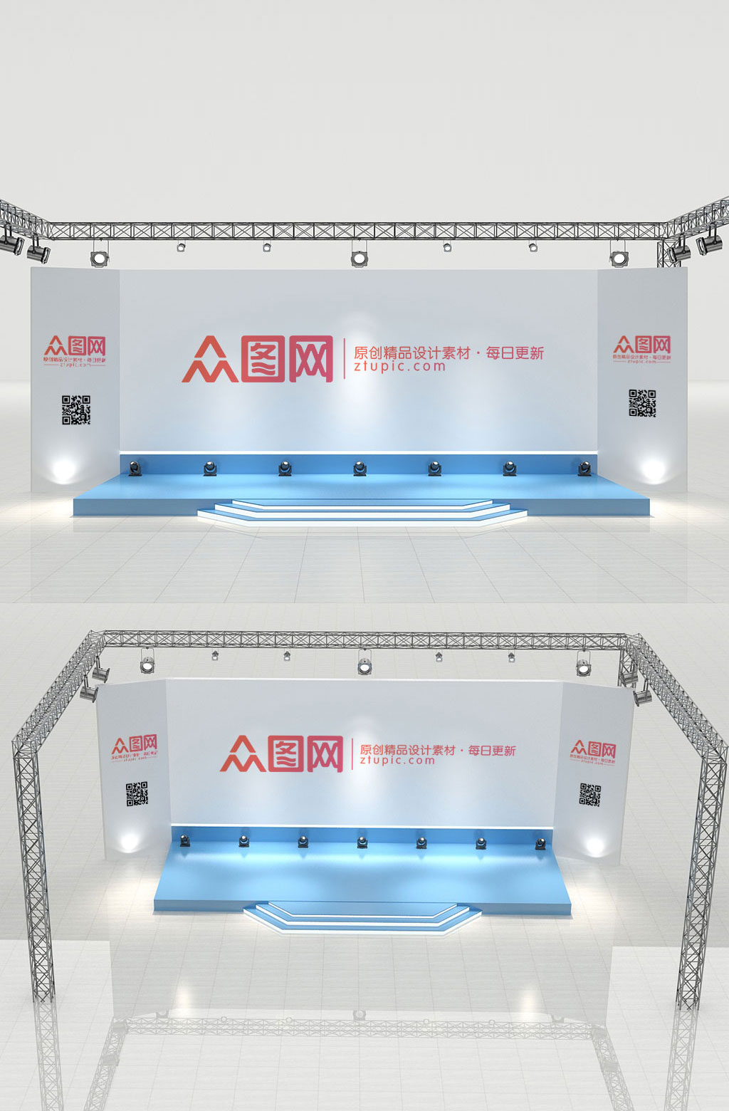 原创3D舞台背景板样机素材