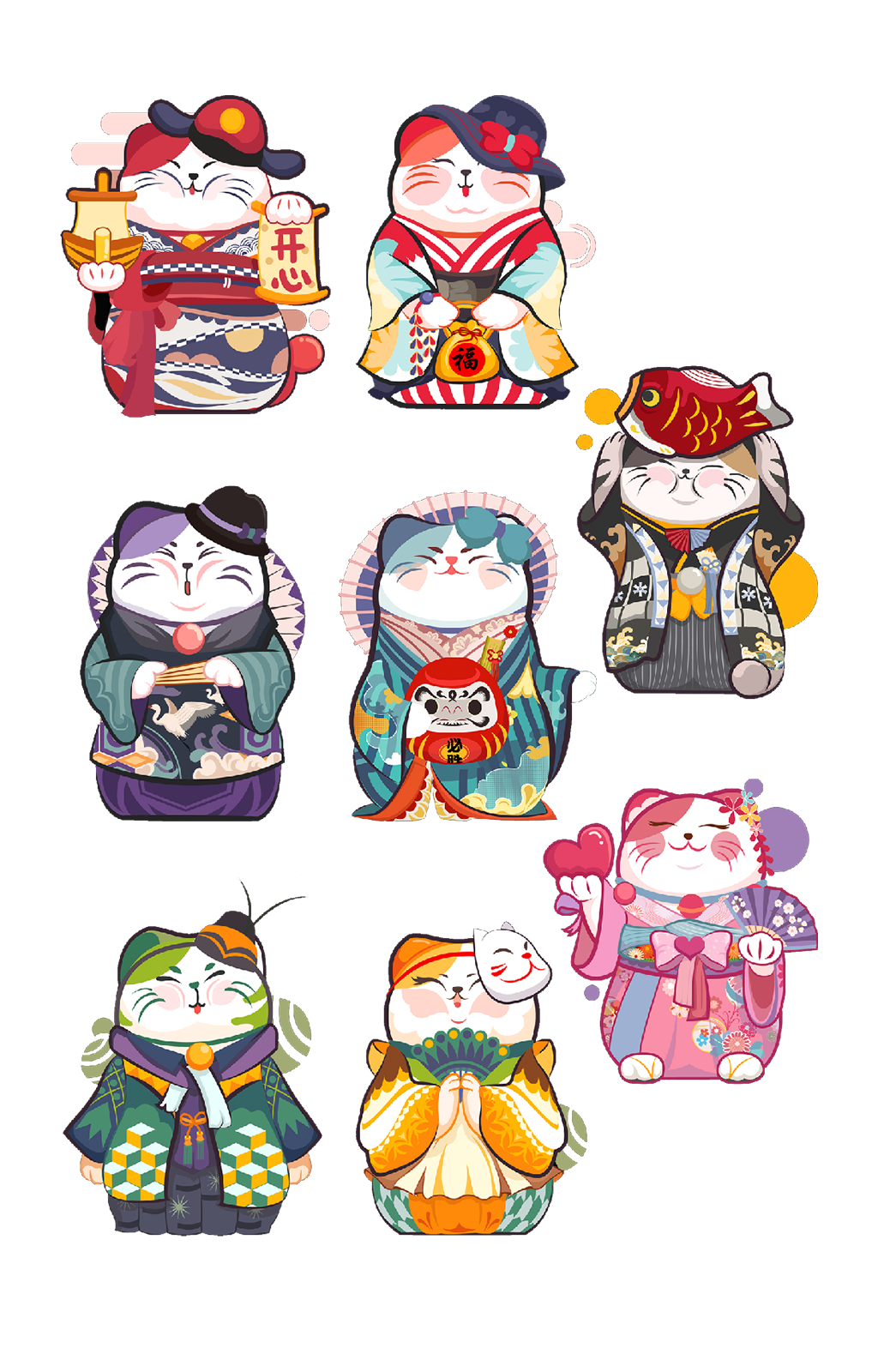 手绘卡通日系猫免抠素材素材