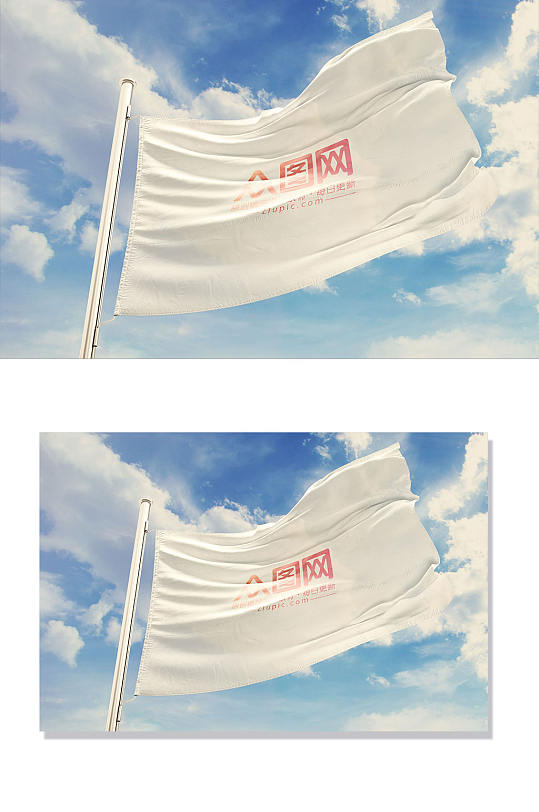 红白旗子场景 旗样机-众图网