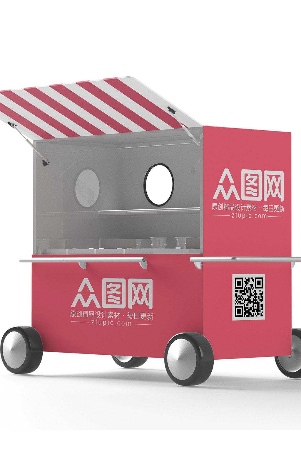 小型摊位广告车 地摊车样机素材