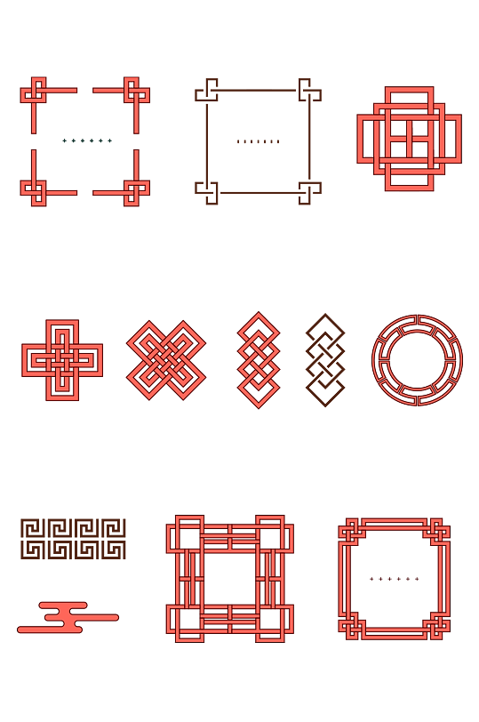 古典传统中国风中国结民族风窗花边框元素