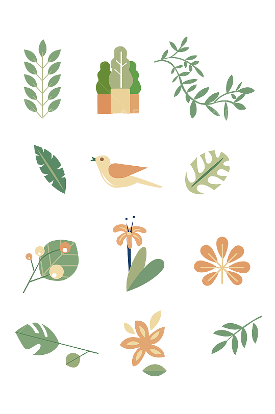 手绘文艺花免抠素材 小清新手绘元素