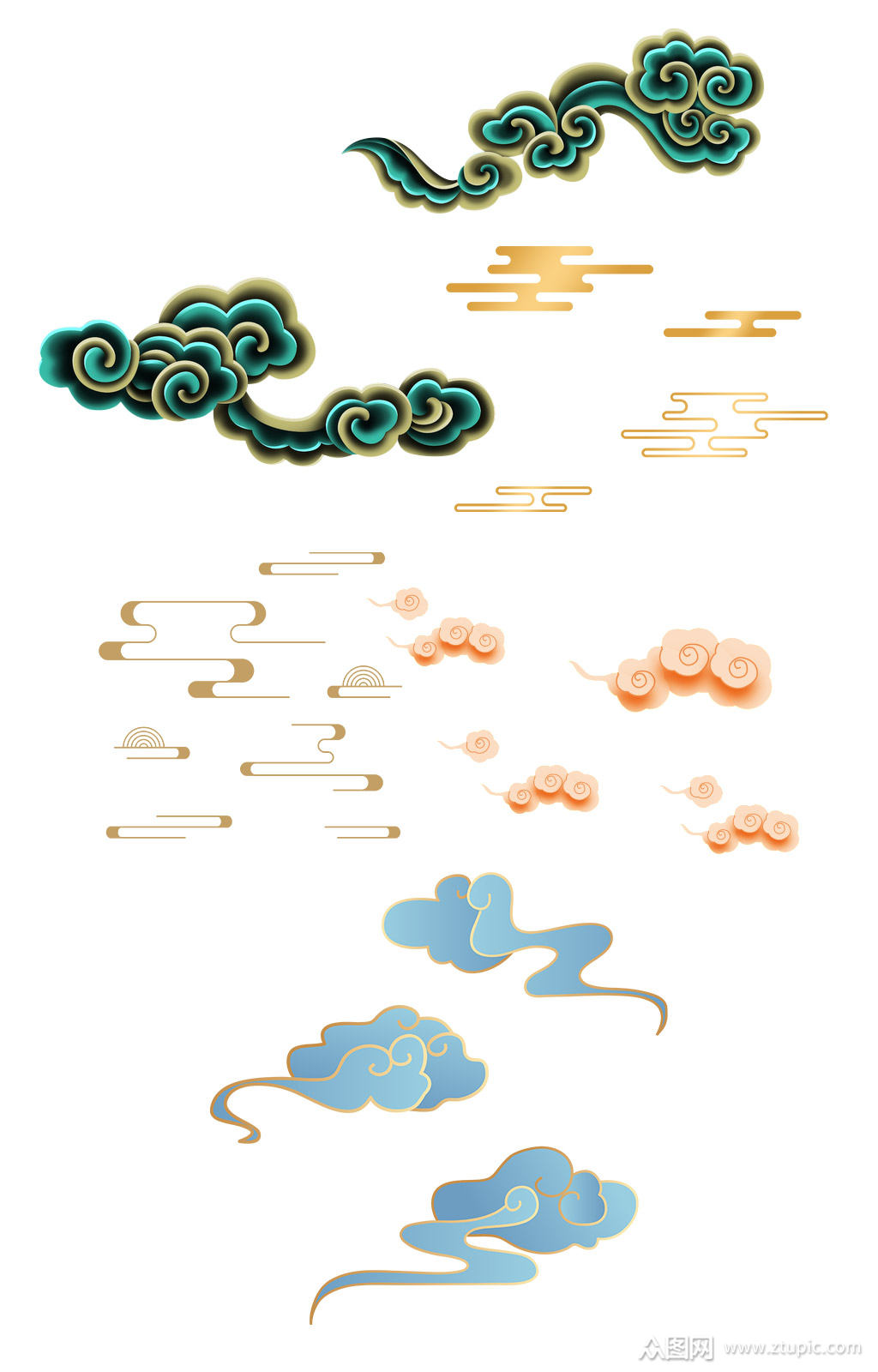 中国风手绘祥云素材