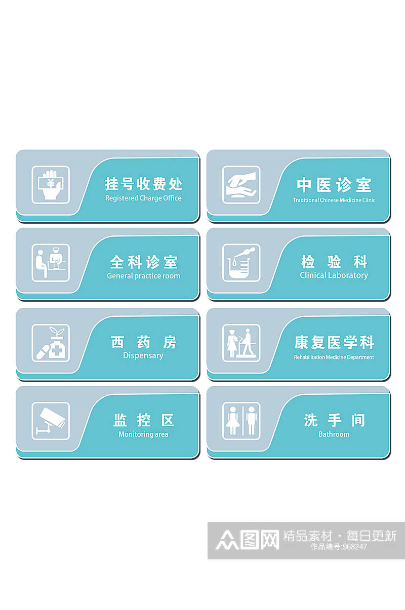 简约医院药店标识牌科室牌门牌素材