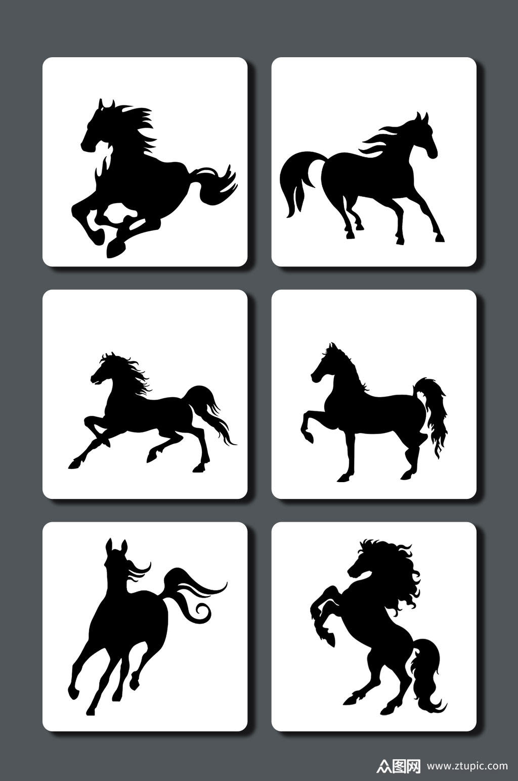 高清马剪影图片素材素材