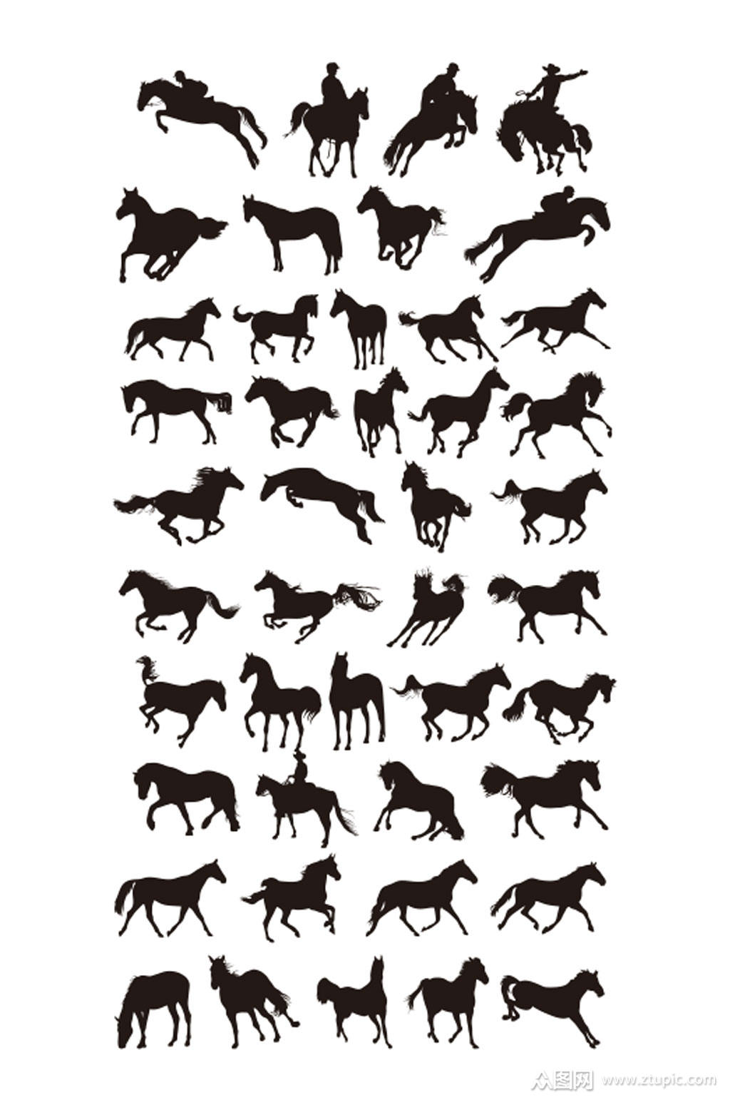 矢量图片马剪影素材