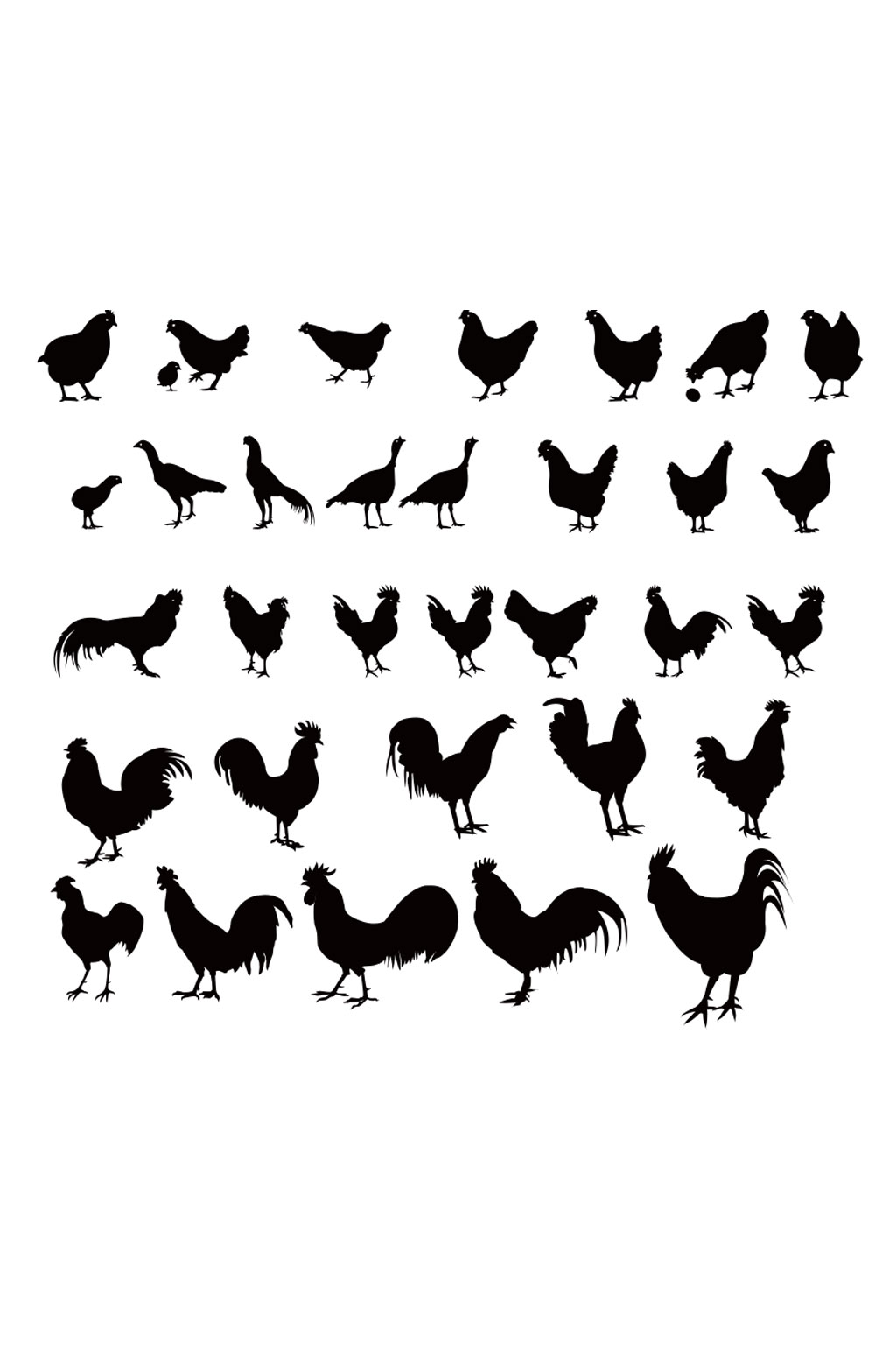 矢量动物鸡剪影图片素材