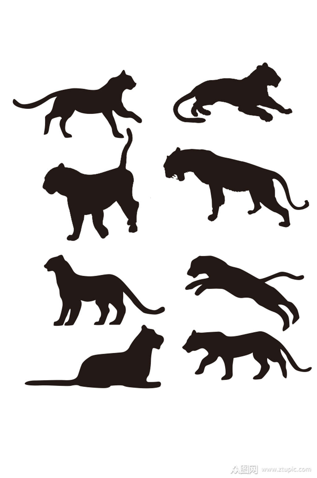 老虎动物剪影素材