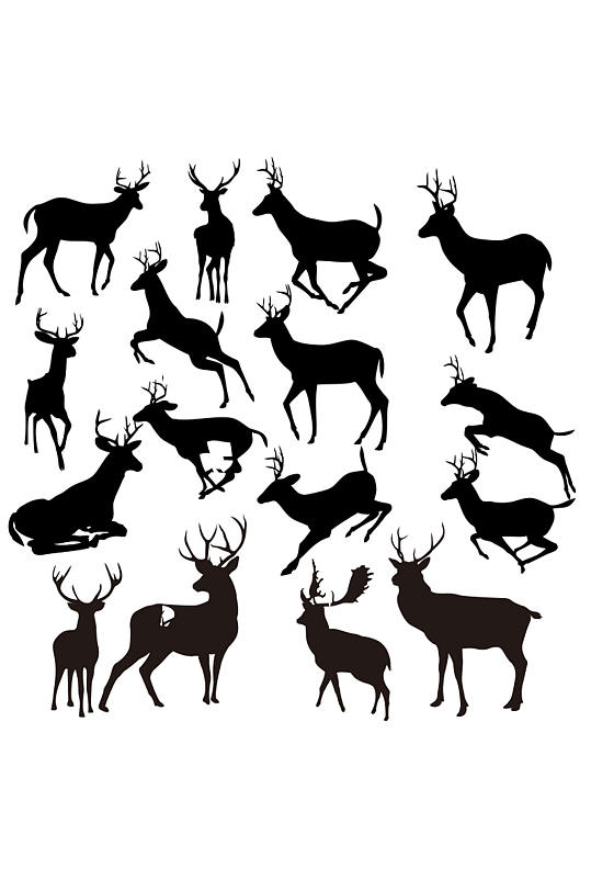 矢量动物鹿剪影图片素材