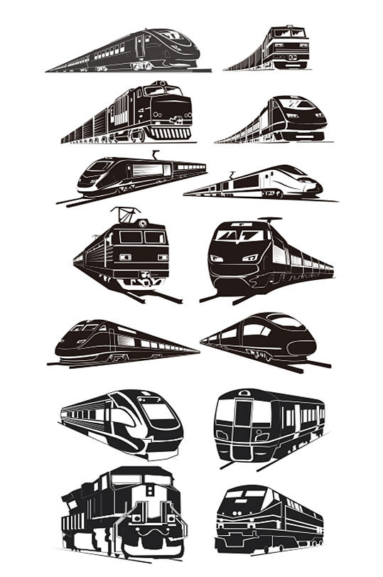 铁路元素 高清火车高铁剪影