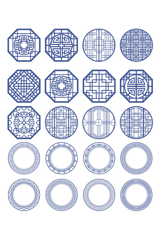 古风中式窗花窗格设计素材