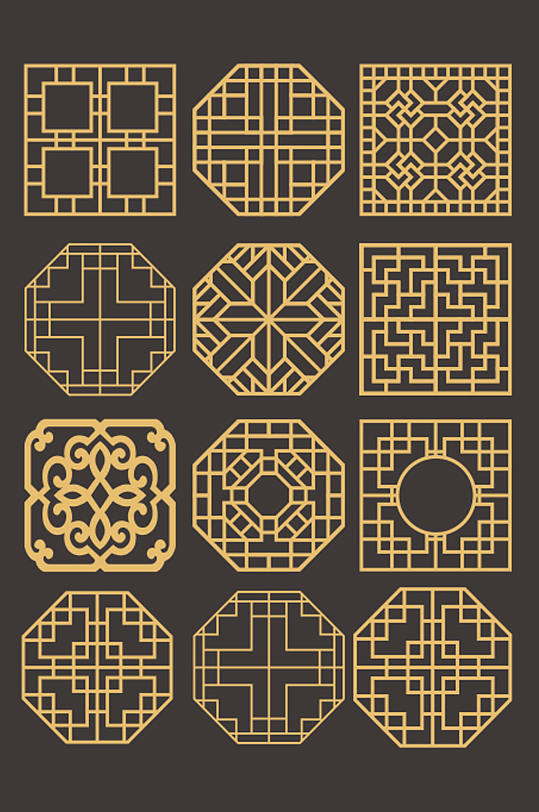 中式窗花窗格素材