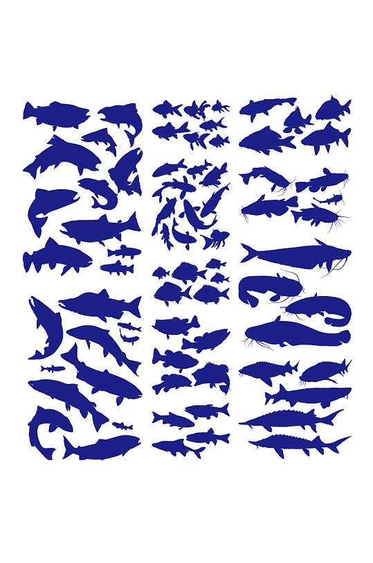 高清鱼剪影设计素材