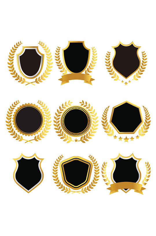 高清麦穗徽章素材-众图网