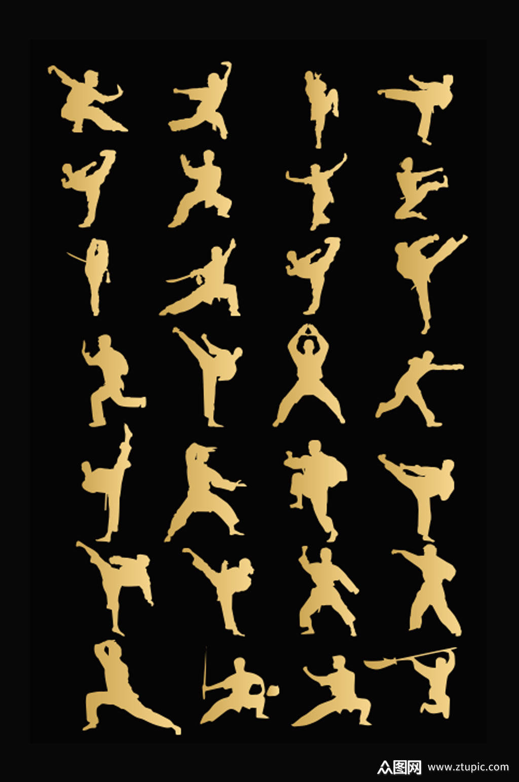 功夫武术剪影素材