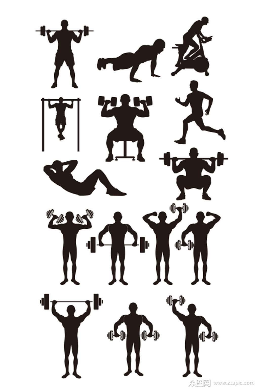 高清健身剪影素材