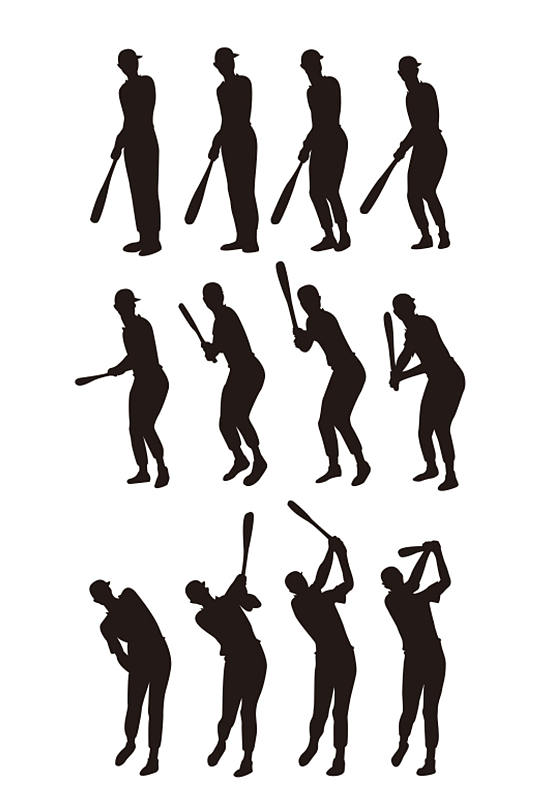 高清棒球运动剪影素材