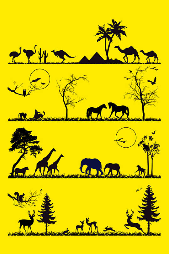 动物集剪影图片素材