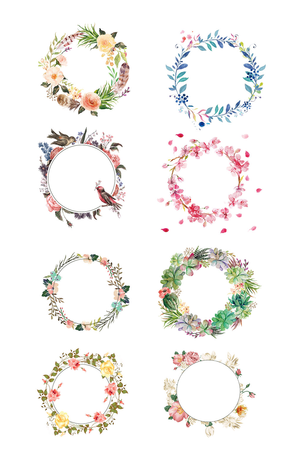 高清花圈花环素设计材素材