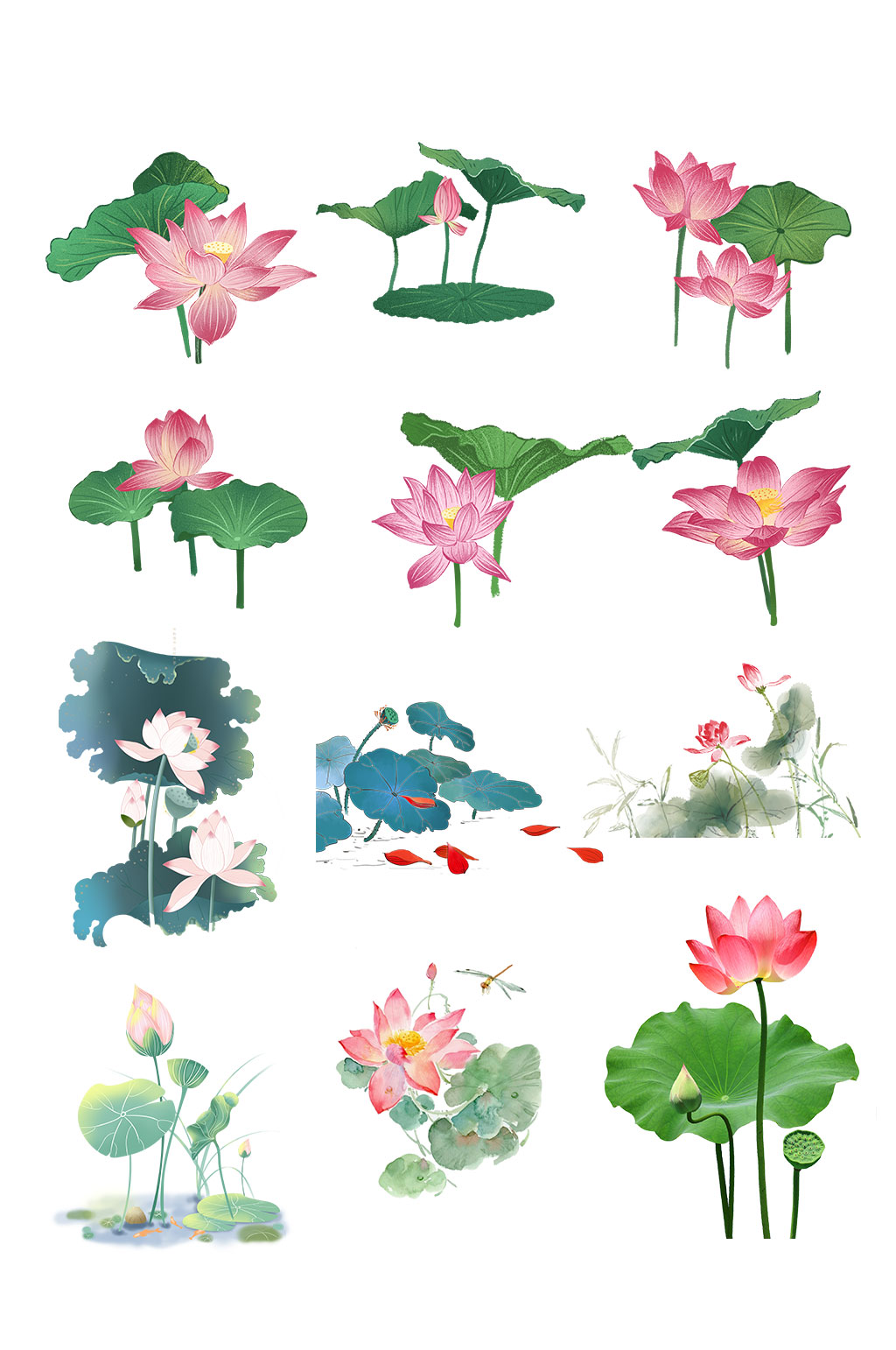 高清水墨莲花设计素材素材