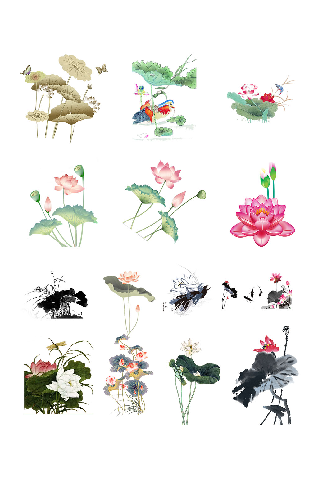 高清水墨莲花图片素材素材