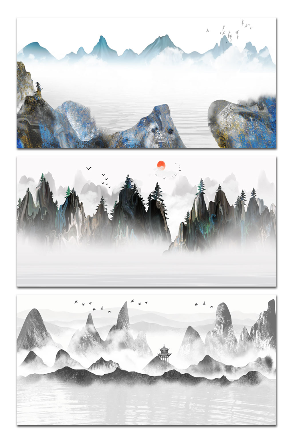古风山水背景设计展板素材