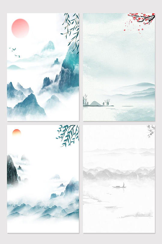 古风山水背景海报设计-众图网