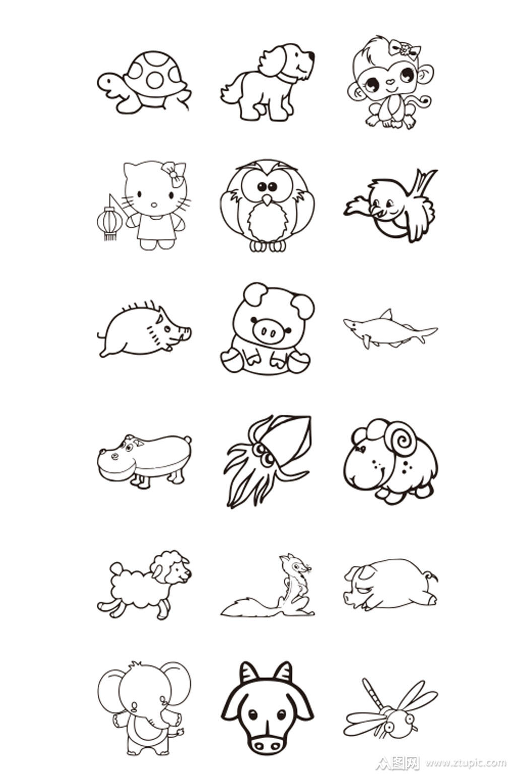 高清动物简笔画素材
