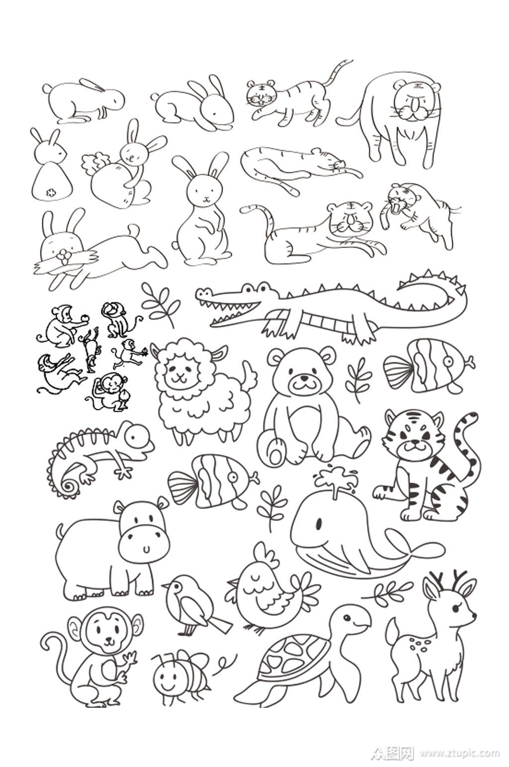 简约动物简笔画素材