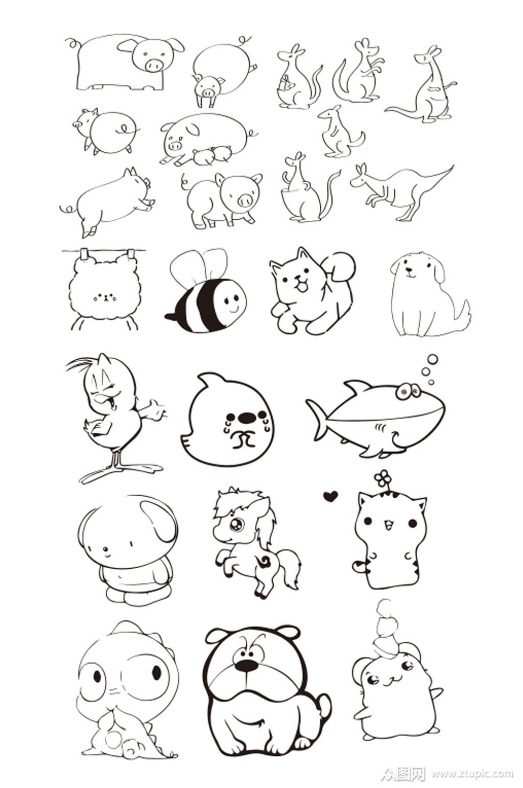 动物简笔画素材设计素材